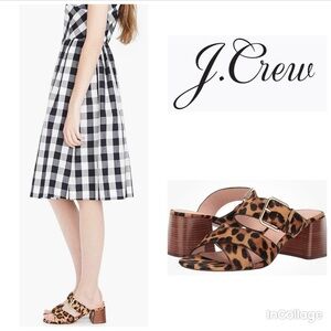 J. Crew Penny Slide Sandals in Leopard Calf Hair